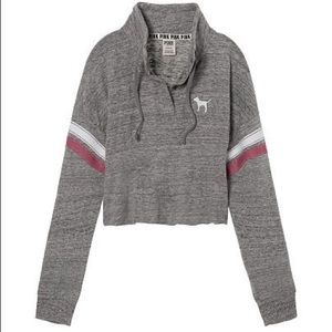 PINK cropped varsity quarter snap FINAL PRICE